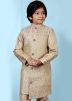 Woven Beige Kids Readymade Sherwani Jacket In Jacquard