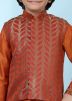 Readymade Orange Woven Nehru Jacket In Orange