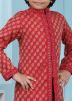 Embroidered Red Readymade Kids Sherwani Jacket