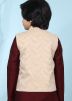 Beige Woven Readymade Nehru Jacket For Kids