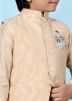 Beige Asymmetric Layered Woven Kids Jacket