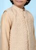 Readymade Asymmetric Beige Nehru Jacket In Silk