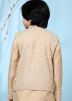Readymade Asymmetric Beige Nehru Jacket In Silk