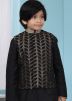 Readymade Black Silk Woven Nehru Jacket