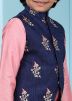 Blue Readymade Nehru Jacket With Embroidered Motifs
