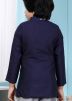 Embroidered Blue Readymade Jacket In Asymmetric Style