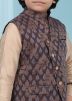 Silk Brown Readymade Woven Nehru Jacket