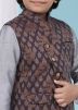 Readymade Brown Nehru Jacket With Woven Work
