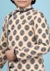 Beige Readymade Sherwani Jacket With Printed Work