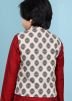 Readymade Printed Silk Nehru Jacket In Cream