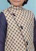 Angrakha Style Printed Readymade Nehru Jacket In Beige