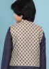 Angrakha Style Printed Readymade Nehru Jacket In Beige