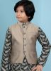 Brown Plain Readymade Nehru Jacket For Kids