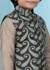 Readymade Black Kids Nehru Jacket With Woven Motifs