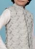 Grey Embroidered Readymade Nehru Jacket In Jacquard