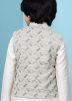 Grey Embroidered Readymade Nehru Jacket In Jacquard