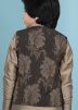 Readymade Brown Woven Nehru Jacket For Kids