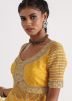 Yellow Embroidered Organza Kuti Style Lehenga