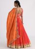 Orange Sequins Embellished Lehenga Choli