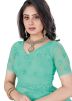 Turquoise Heavy Border Embroidered Saree