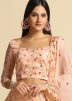 Peach Embroidered Lehenga Choli In Net