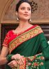 Green Embroidered Satin Heavy Border Saree