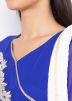 Blue Asymmetrical Pant Suit With Dupatta