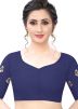 Navy Blue Embroidered Heavy Border Net Saree 