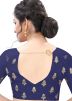 Navy Blue Embroidered Heavy Border Net Saree 