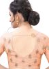 Peach Embroidered Net Heavy Border Saree 