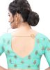 Turquoise Embroidered Heavy Border Net Saree