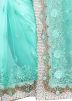 Turquoise Embroidered Heavy Border Net Saree