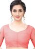 Peach Heavy Border Embroidered Net Saree With Blouse