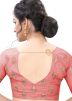 Peach Heavy Border Embroidered Net Saree With Blouse