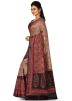 Beige Pure Banarasi Silk Woven Saree With Blouse