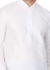 Readymade White Dupion Silk Kurta With Dhoti
