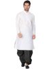 Readymade White Dupion Silk Kurta With Dhoti