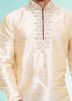 Readymade Cream Dupion Silk Short Kurta