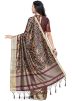 Black Digital Printed Tussar Silk Saree With Blouse