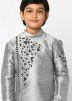 Grey Angrakha Style Readymade Kurta With Dhoti