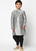Grey Angrakha Style Readymade Kurta With Dhoti