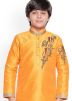 Golden Readymade Dhoti Kurta With Zari Embroidery