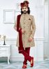 Golden Art Silk Groom Readymade Sherwani