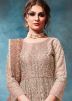 Embroidered Net Anarkali Salwar Kameez in Peach