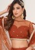 Brown Net Lehenga Choli In Sequins Embroidery