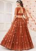 Brown Net Lehenga Choli In Sequins Embroidery