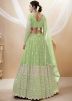 Green Mirror Embellished Georgette Lehenga Choli