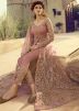 Buy Light Pink Net Embroidered Front Slit Pant Salwar Kameez