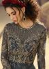 Embroidered Grey Anarkali Style Salwar Kameez