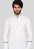 White Readymade Art Silk Kurta With Salwar